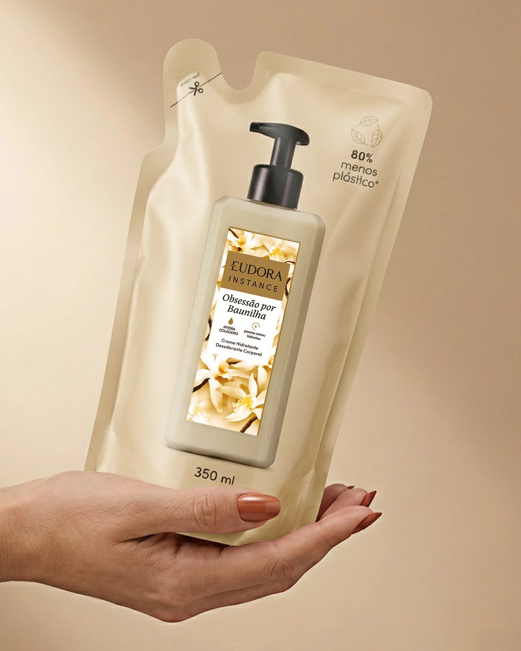 Refil Creme Hidratante Desodorante Corporal Instance Baunilha 350Ml