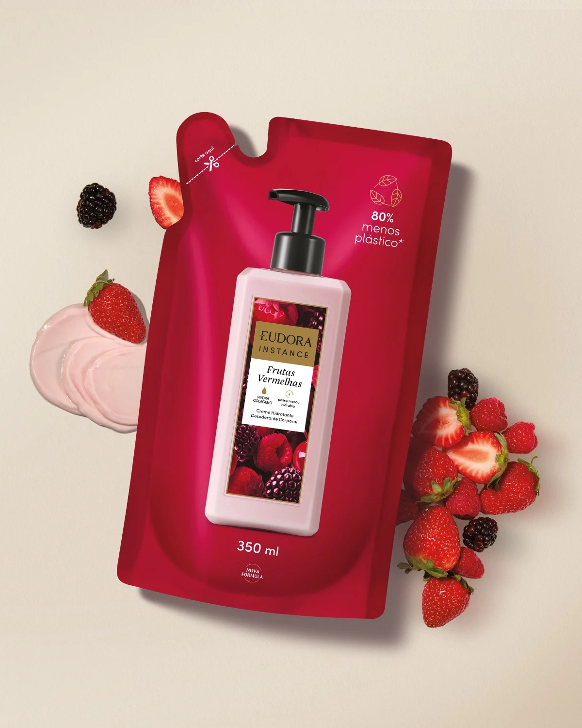 Refil Creme Hidratante Desodorante Corporal Instance Frutas Vermelhas 350Ml