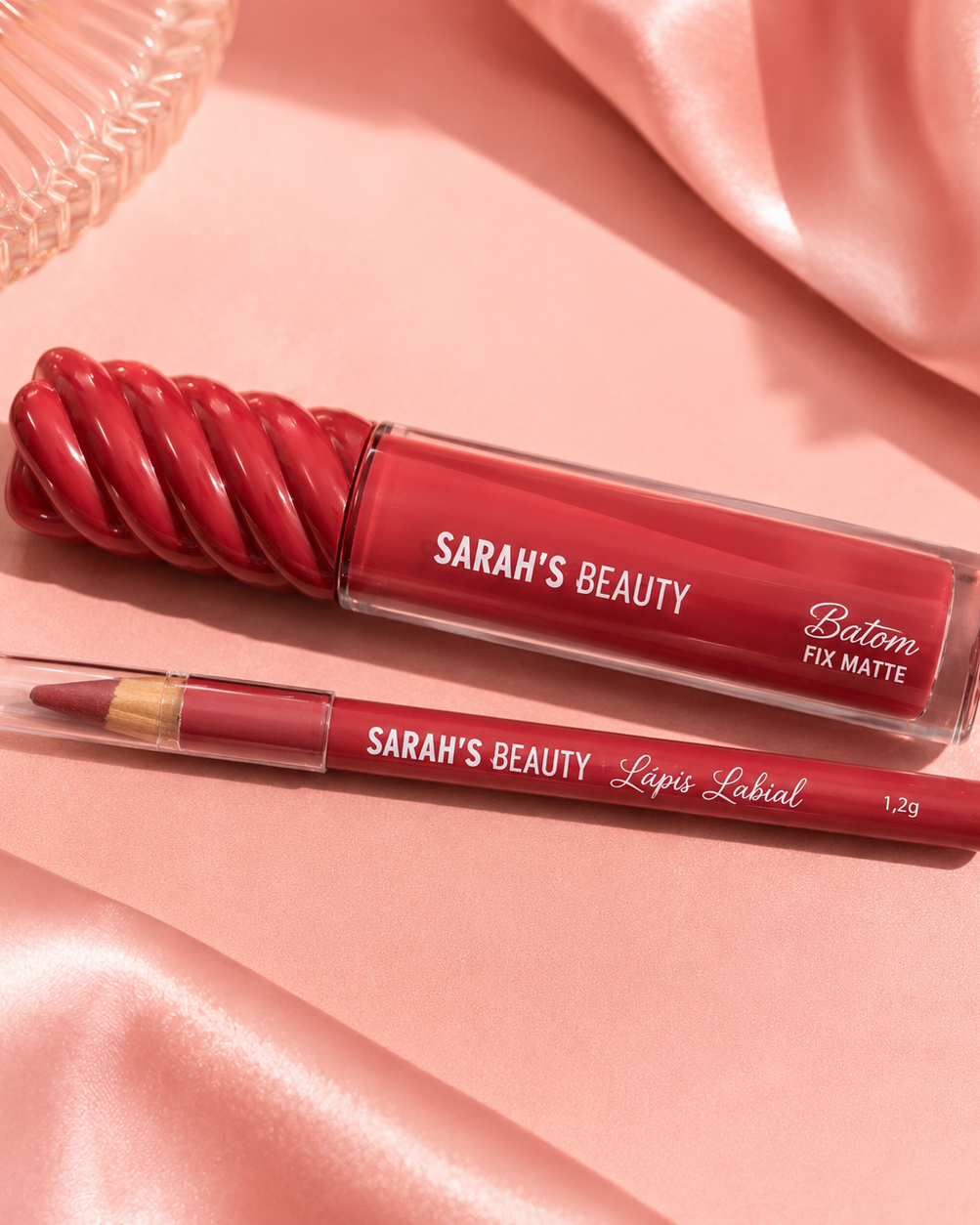 Batom Fix Matte Sarah’s Beauty + Lápis Labial de Brinde