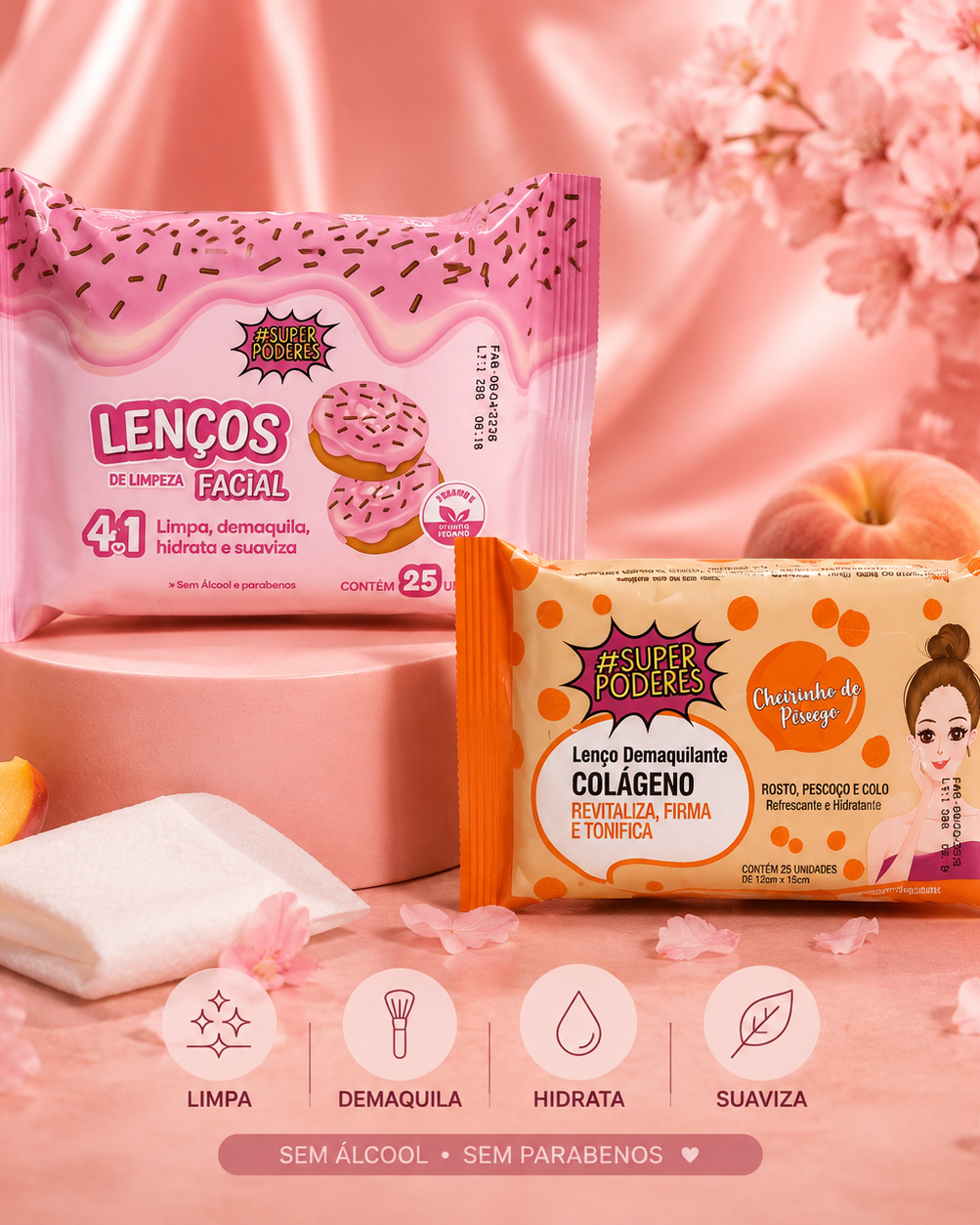 Lenços Demaquilantes Faciais Super Poderes – 25 unidades