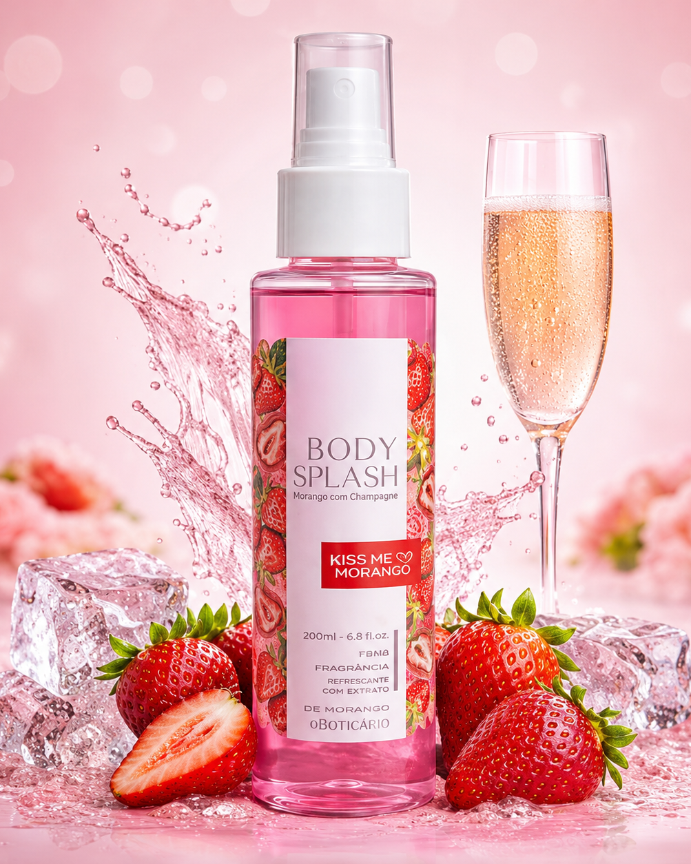 Body Splash Bio Instinto Morango Com Champagne 130ml Colônia