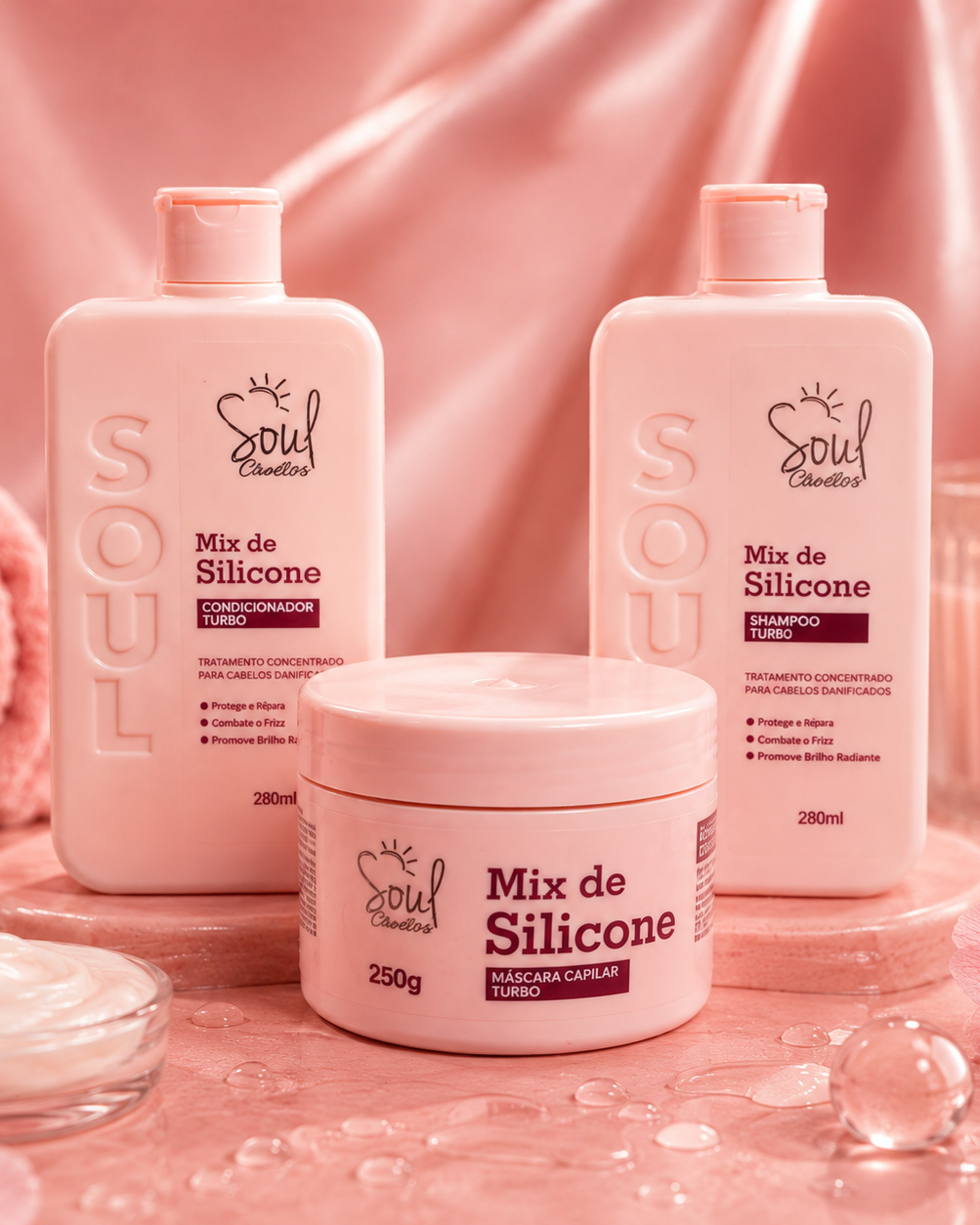 Kit Capilar Soul Cabelos Mix de Silicone — Shampoo + Condicionador + Máscara